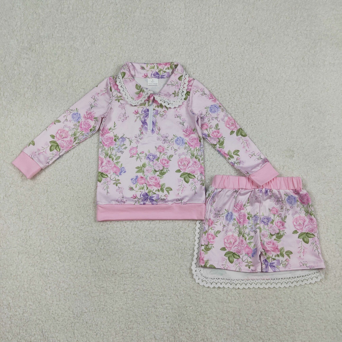 Sibling Baby Girls Long Sleeve Flowers Bows Zip Pumpkins Top Skirt Short Clothes Sets
