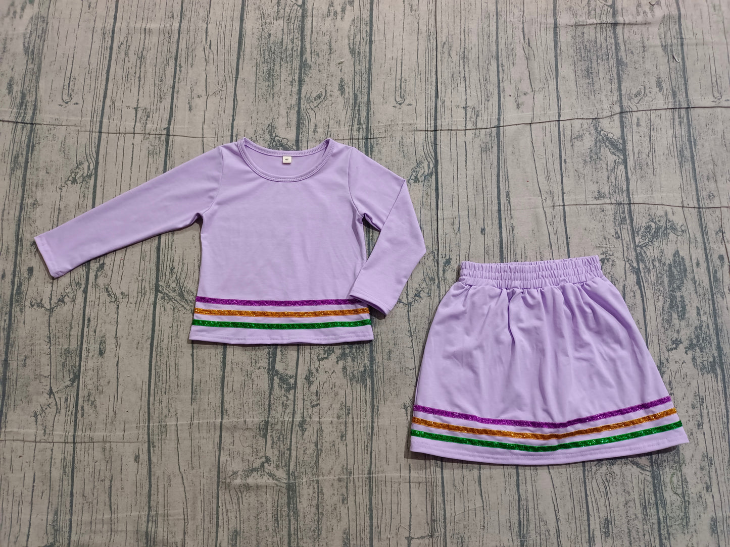 Baby Girls Mardigras Stripe Top Skirt Short Clothes Sets