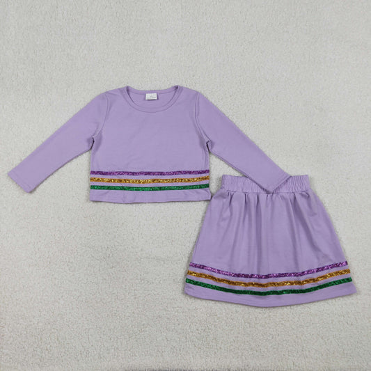 Baby Girls Mardigras Stripe Top Skirt Short Clothes Sets