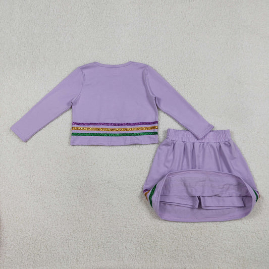 Baby Girls Mardigras Stripe Top Skirt Short Clothes Sets