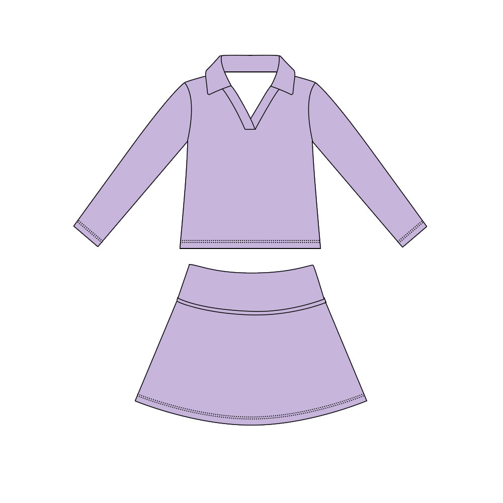 Baby Girls Purple Long Sleeve Top Skirt Short Yoga Active Clothes Set Preorder