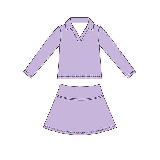 Baby Girls Purple Long Sleeve Top Skirt Short Yoga Active Clothes Set Preorder