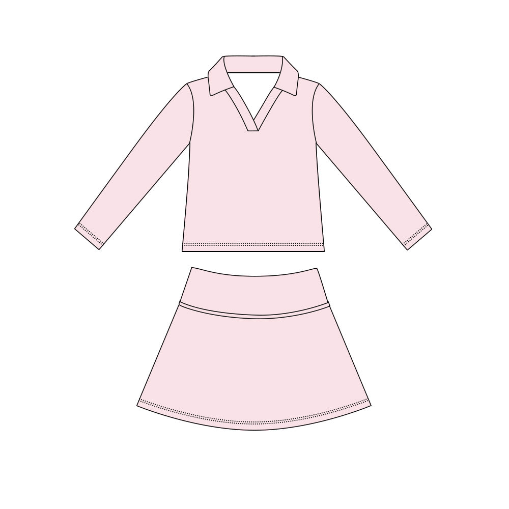 Baby Girls Light Pink Long Sleeve Top Skirt Short Yoga Active Clothes Set Preorder