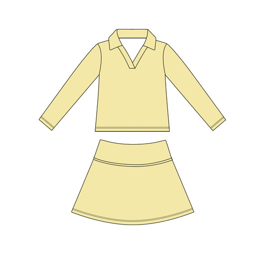 Baby Girls Yellow Long Sleeve Top Skirt Short Yoga Active Clothes Set Preorder
