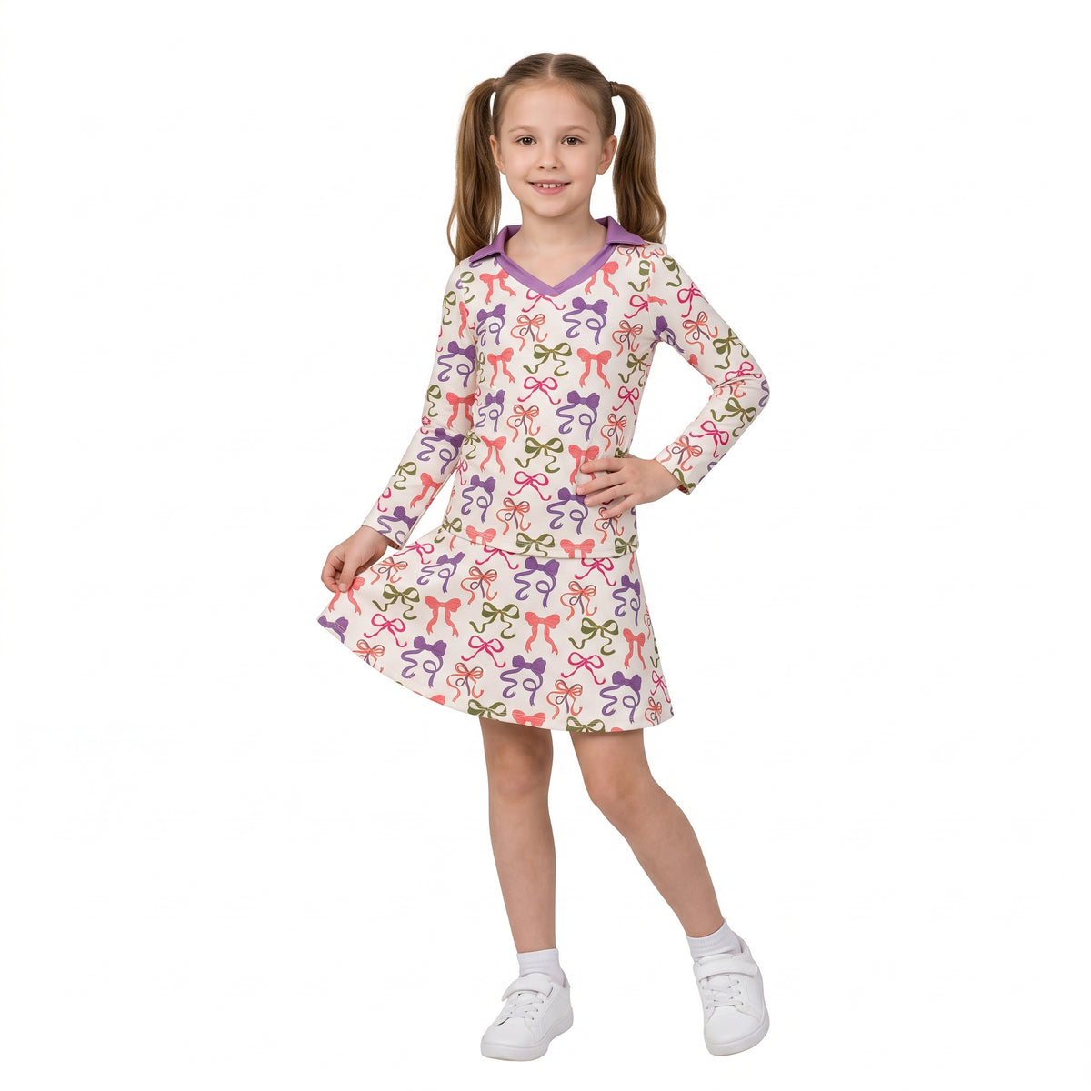 Baby Girls Colorful Bows Long Sleeve Top Skirt Short Yoga Active Clothes Set