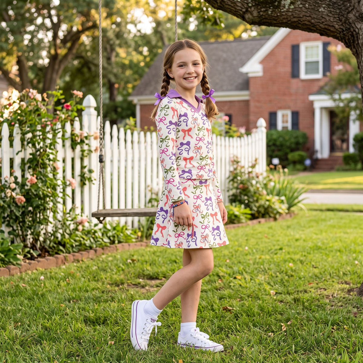Baby Girls Colorful Bows Long Sleeve Top Skirt Short Yoga Active Clothes Set
