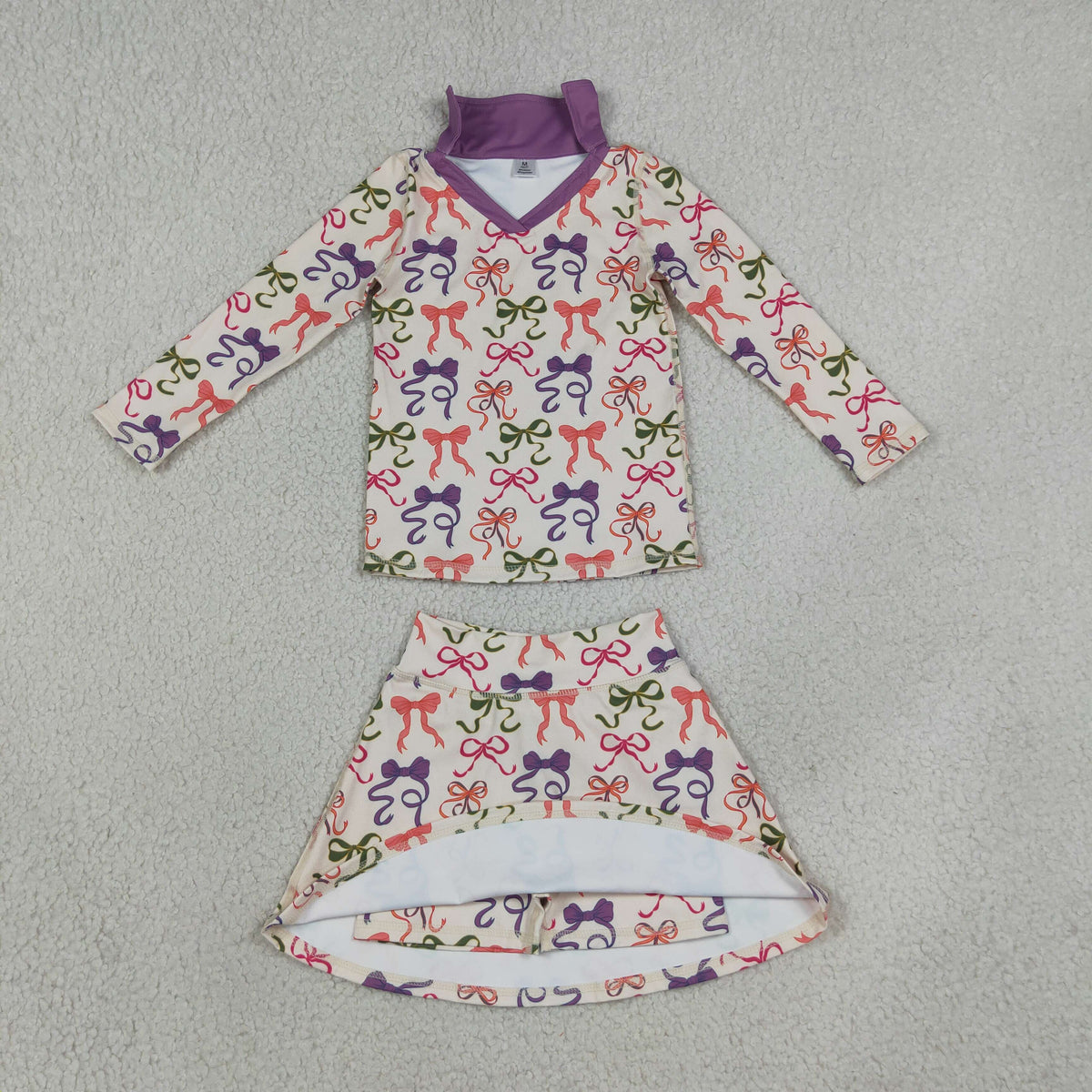 Baby Girls Colorful Bows Long Sleeve Top Skirt Short Yoga Active Clothes Set
