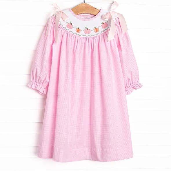 Preorder moq 5 Baby Girls Long Ruffle Sleeve Pumpkins Fall Knee Length Dresses