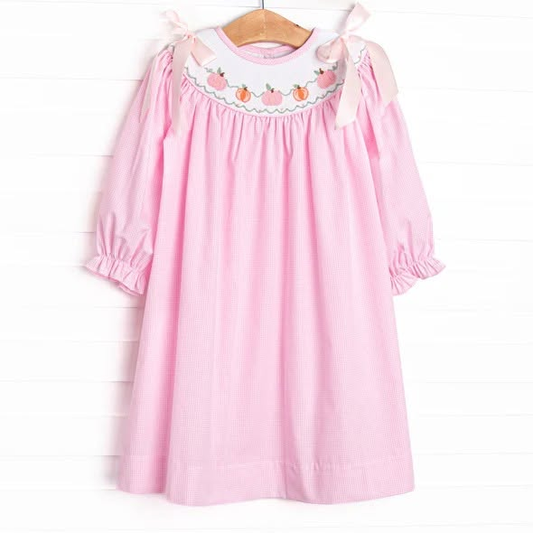 Preorder moq 5 Baby Girls Long Ruffle Sleeve Pumpkins Fall Knee Length Dresses