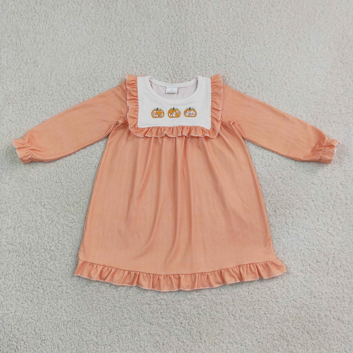 Embroidery Pumpkins Baby Girls Fall Ruffle Knee Length Dresses