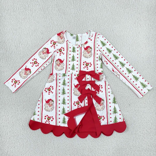 Baby Girls Santa Candy Cane Christmas Yoga Active Short Bows Scallop Dress