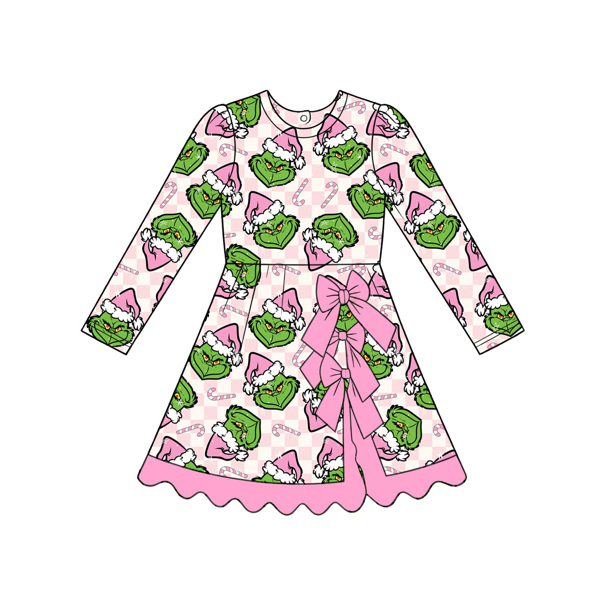 Preorder moq 5 Baby Girls Green Frogs Candy Cane Christmas Yoga Active Short Scallop Dress