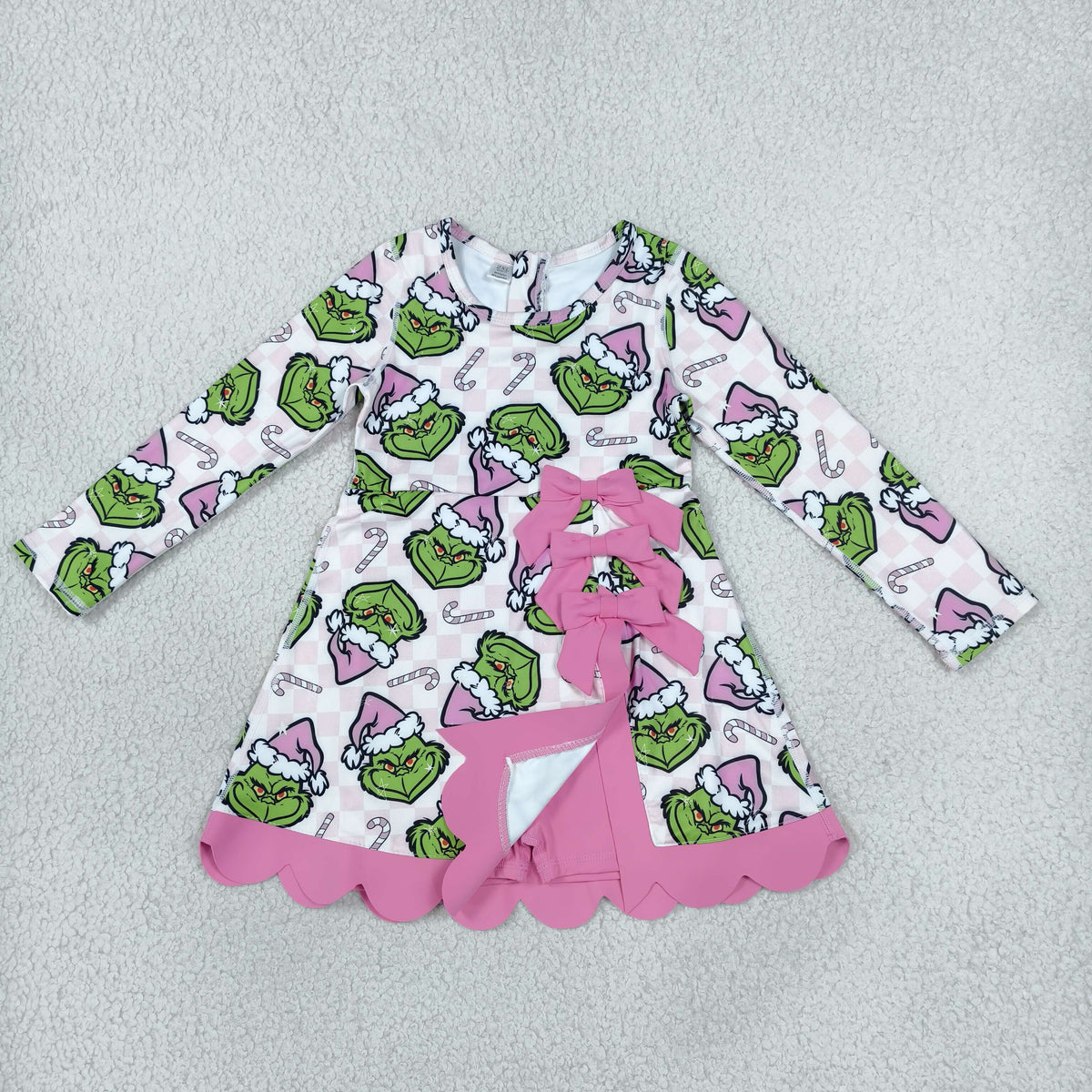 Sibling Baby Girls Long Sleeve Green Frogs Santa Trees Yoga Active Bows Scallop Christmas Sets
