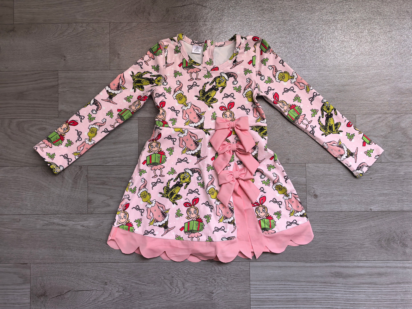 Baby Girls Frogs Gifts Christmas Yoga Active Short Bows Scallop Knee Length Dress Preorder