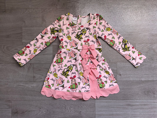 Baby Girls Frogs Gifts Christmas Yoga Active Short Bows Scallop Knee Length Dress Preorder