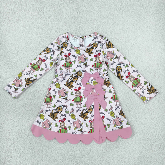 Baby Girls Frogs Gifts Christmas Yoga Active Short Bows Scallop Knee Length Dress