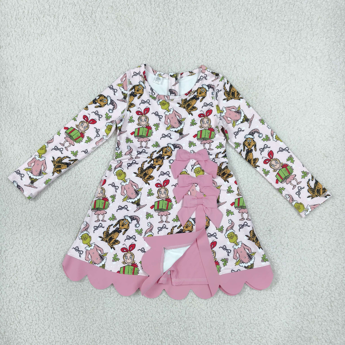 Sibling Baby Girls Long Sleeve Green Frogs Santa Trees Yoga Active Bows Scallop Christmas Sets