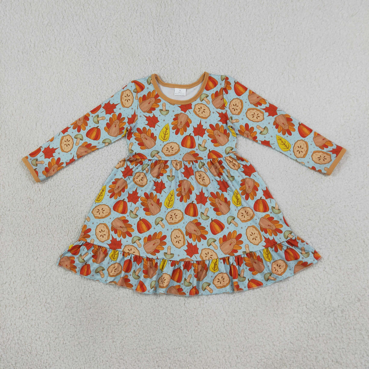 Sibling Baby Kids Turkey Pumpkins Leaves Hoodie Jogger Fall Clothes Set Ruffle Dress