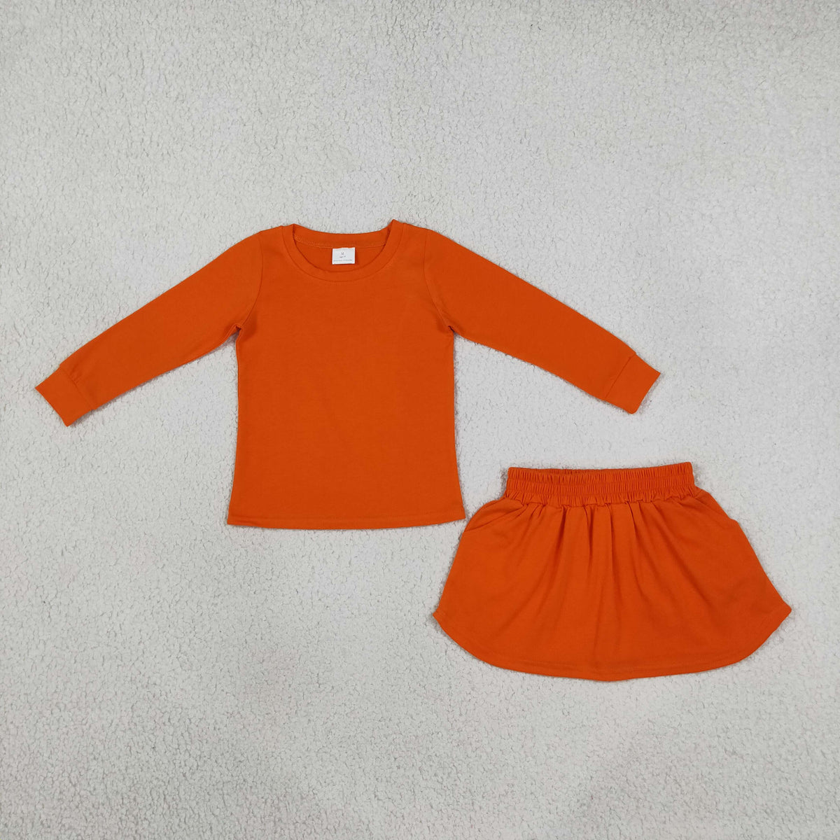 Baby Girls Orange Long Sleeve Shirt Top Pockets Skirt Short Clothes Sets