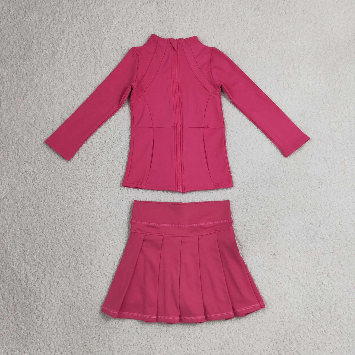 Baby Girls Hot Pink Zip Jacket Pleated Skirt Short Yoga Active Clothes Set