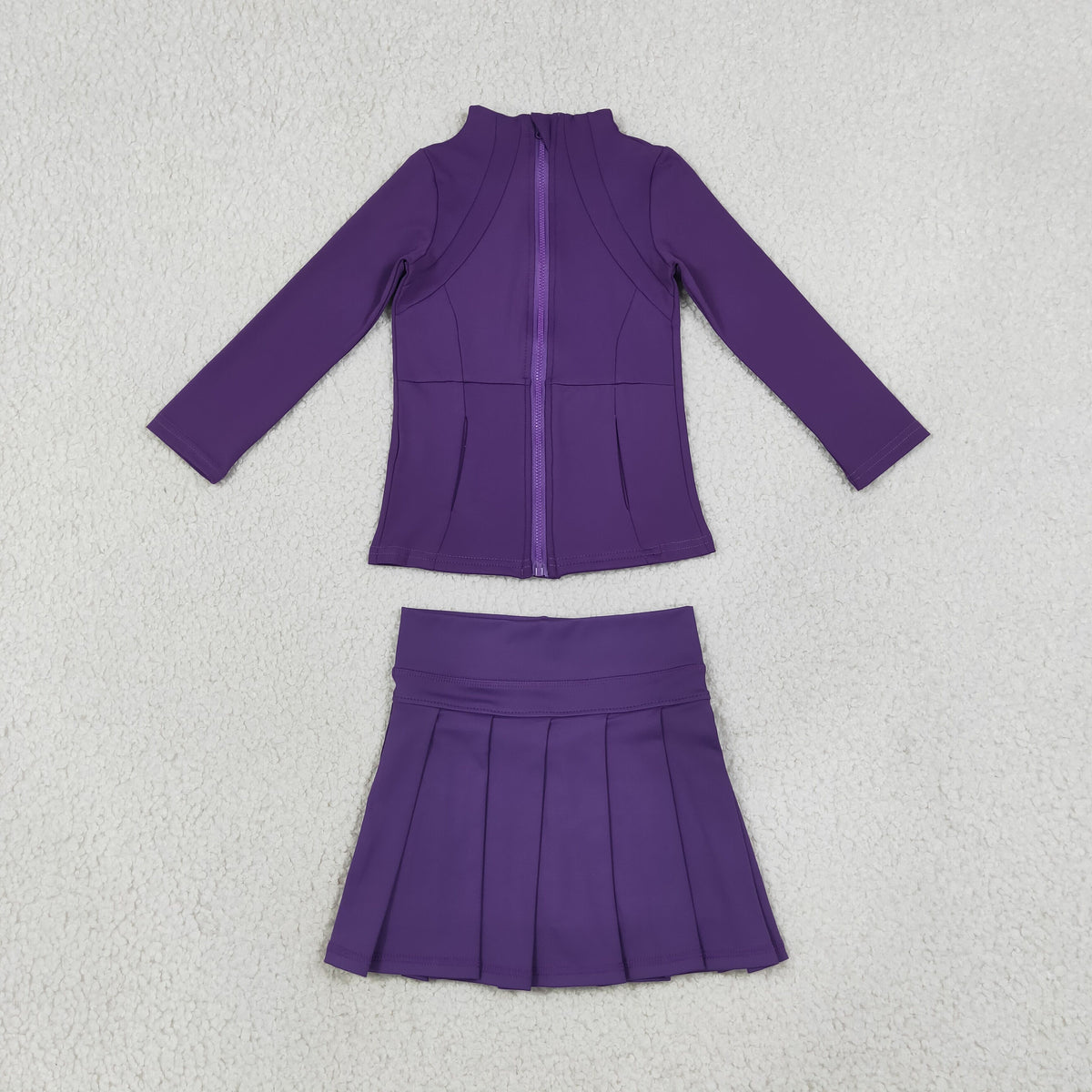 Baby Girls Purple Zip Jacket Pleated Skirt Short Yoga Active Clothes Set