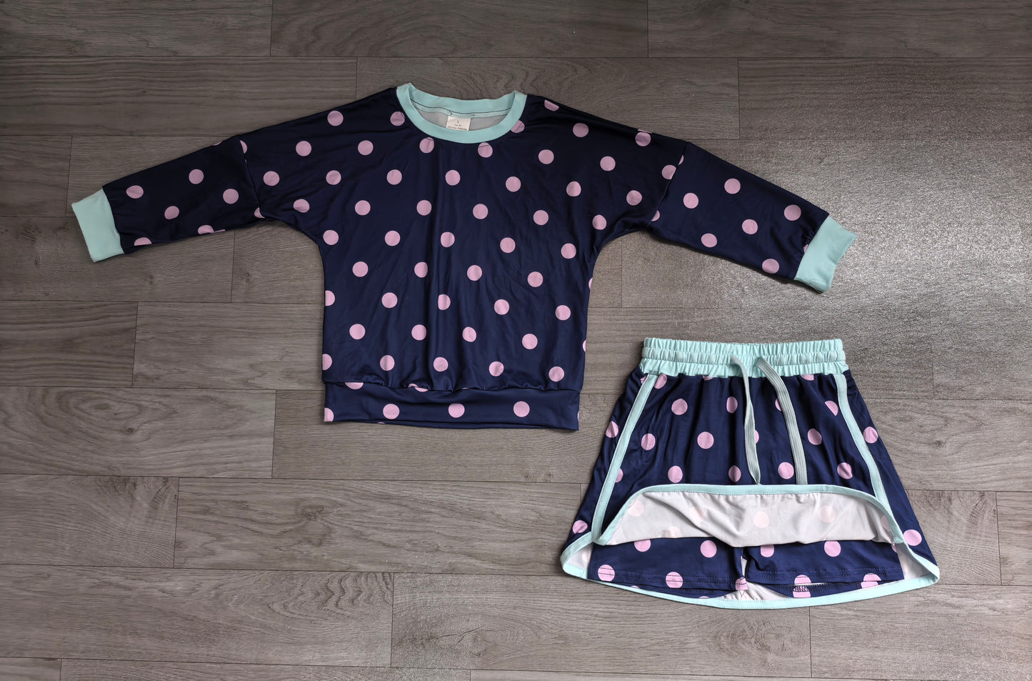 Sibling Preorder Baby Girls Long Sleeves Polka Dots Top Pockets Skirt Short Clothes Sets