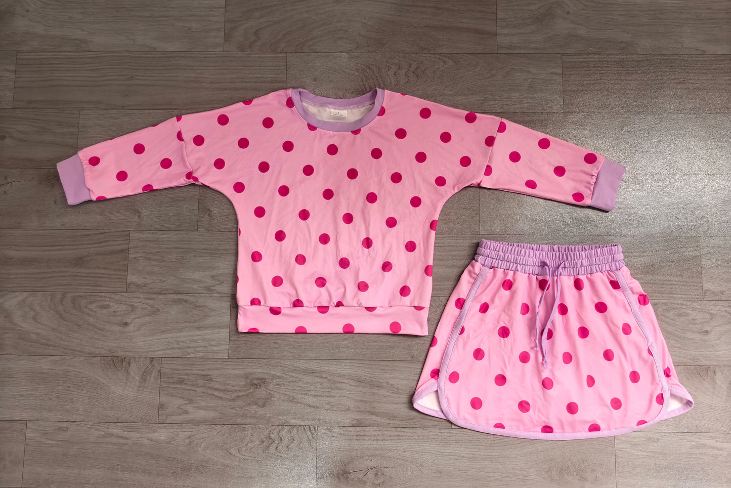 Sibling Preorder Baby Girls Long Sleeves Polka Dots Top Pockets Skirt Short Clothes Sets