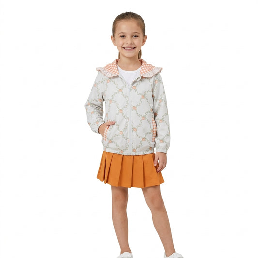 Baby Girls Flowers Pumpkins Zip Pockets Ruffle Hoodie Jackets Yoga Active Skirt Shorts Fall Sets