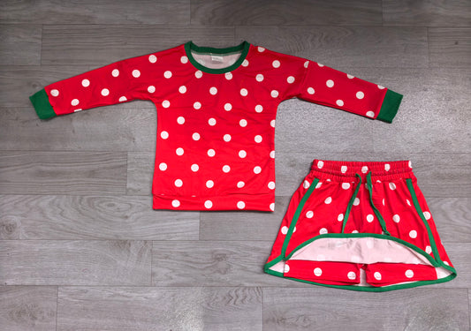 Baby Girls Red Polka Dots Top Skirt Short Clothes Set Preorder