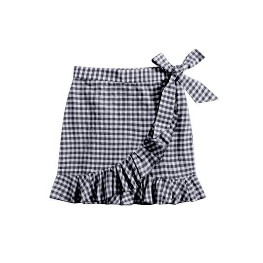 Baby Girls Black Checkered Ruffle Bow Skirts Preorder