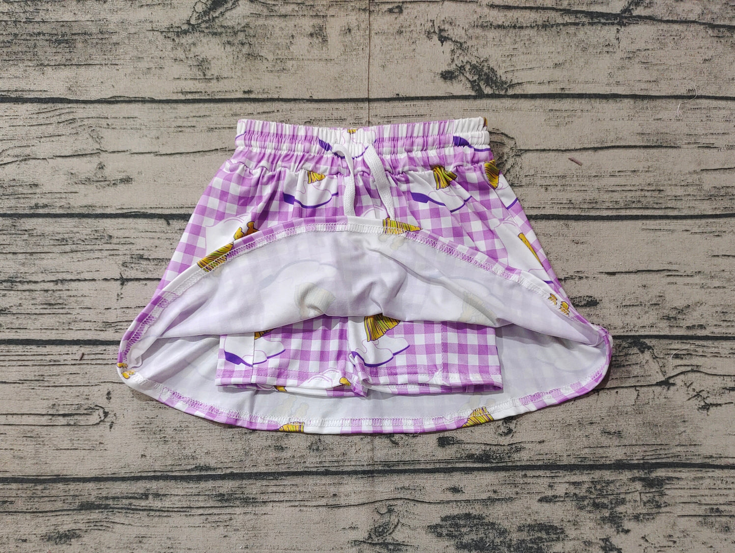 Baby Girls Mardi Gras Checkered Boots Skort Skirts