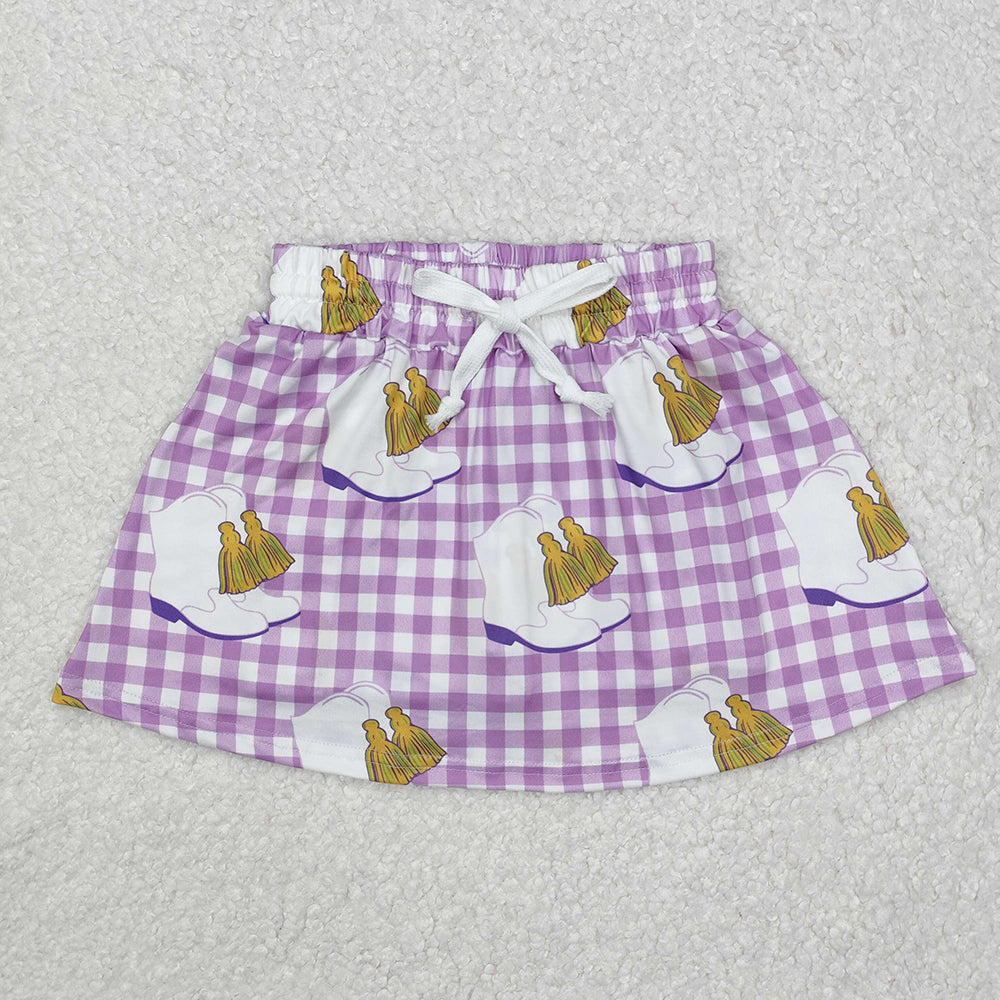 Baby Girls Mardi Gras Checkered Boots Skort Skirts