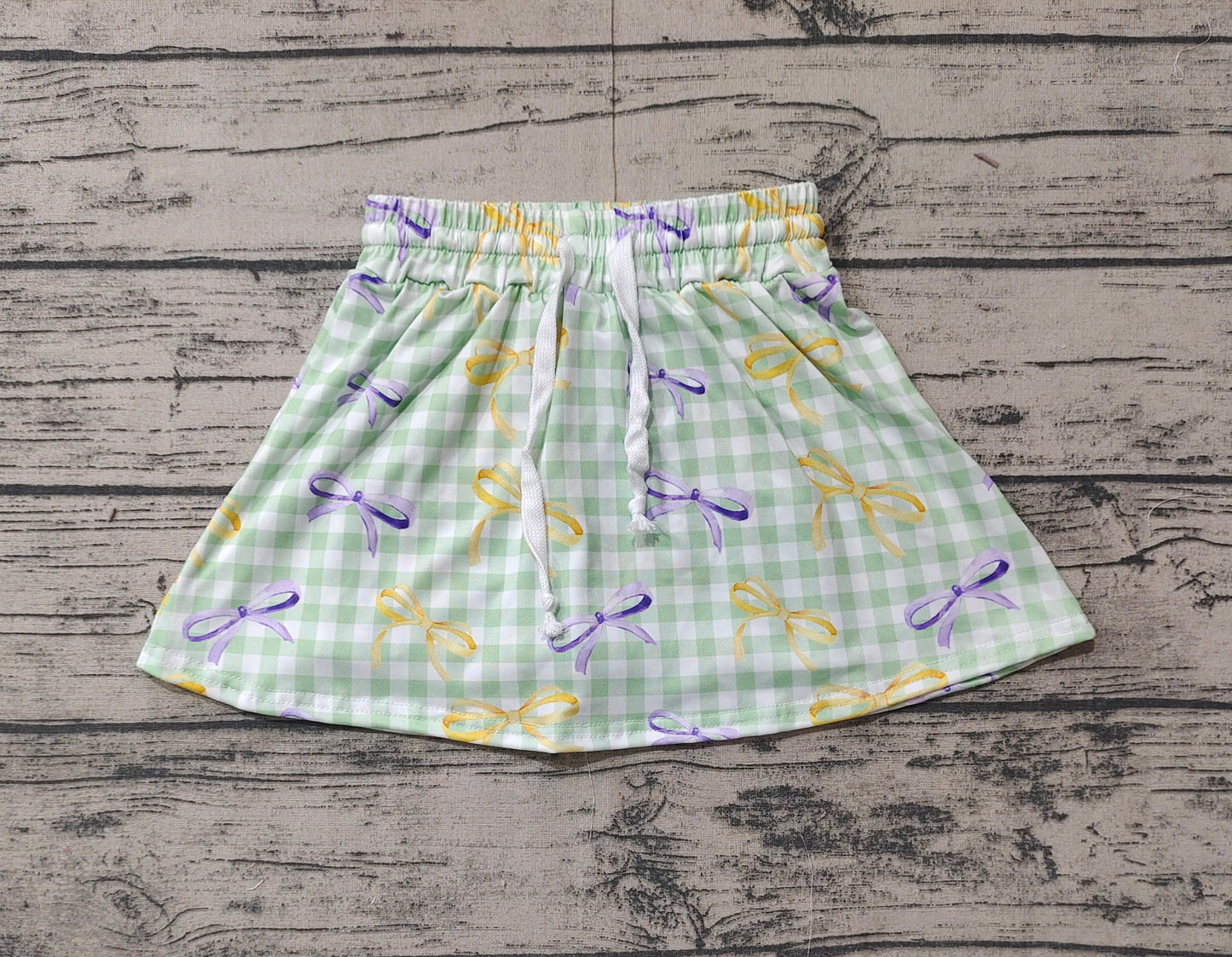 Baby Girls Mardi Gras Checkered Bows Skort Skirts