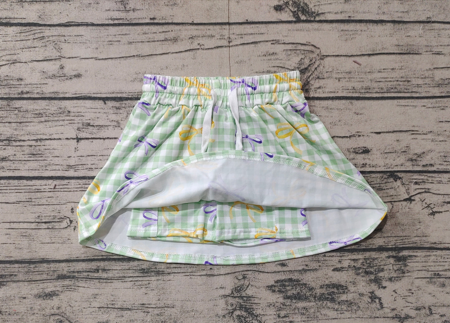 Baby Girls Mardi Gras Checkered Bows Skort Skirts