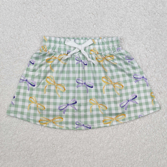 Baby Girls Mardi Gras Checkered Bows Skort Skirts