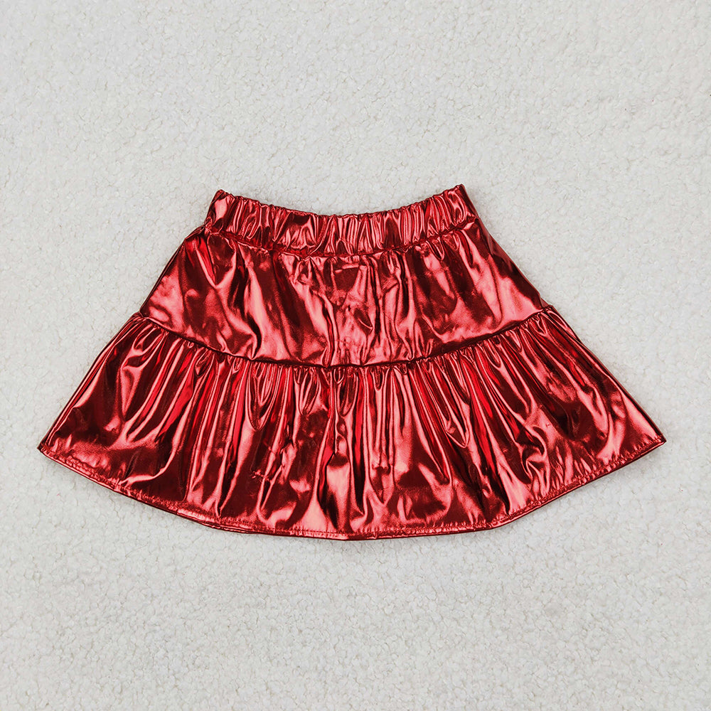3 Colors Sibling Baby Girls Leather Metallic Skirts Bottoms