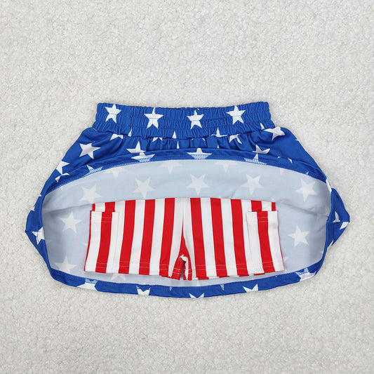 Baby Girls 4th Of July Stars Stripes Summer Skort Skirts