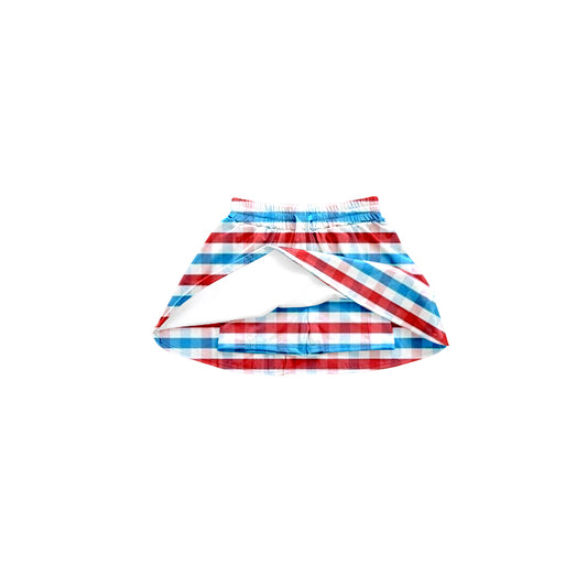 Baby Girls 4th Of July Checkered White Summer Skort Skirts Preorder