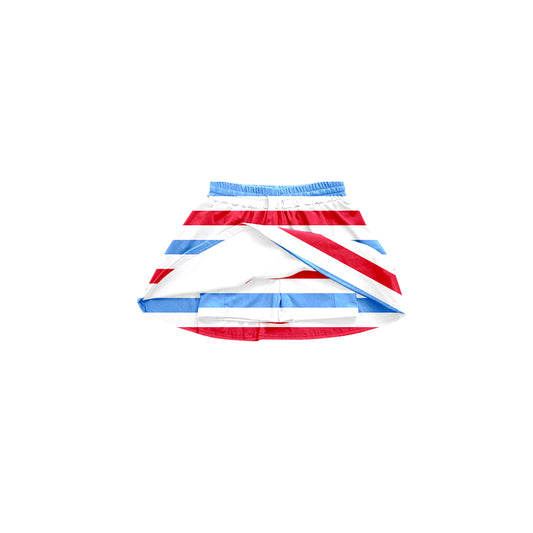 Baby Girls 4th Of July Stripes White Summer Skort Skirts Preorder