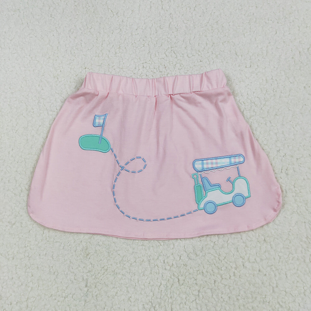 Embroidery Baby Girls Pink Golf Flag Skirts