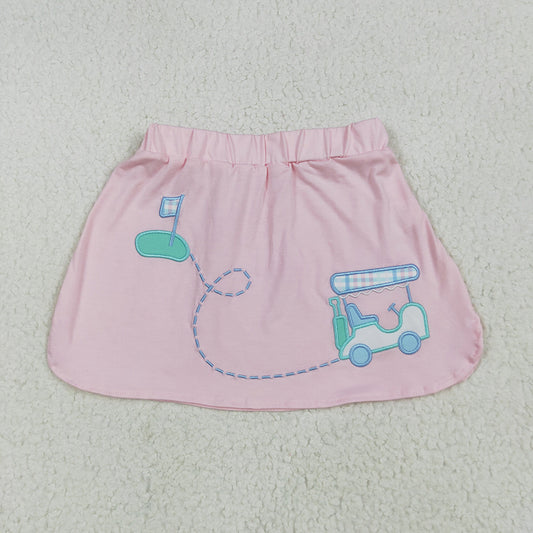 Embroidery Baby Girls Pink Golf Flag Skirts
