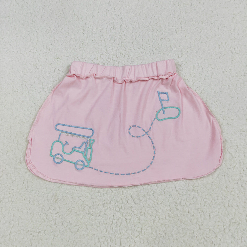 Embroidery Baby Girls Pink Golf Flag Skirts