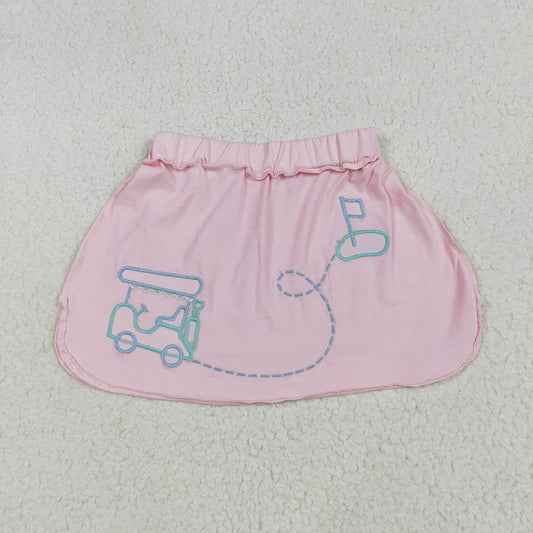 Embroidery Baby Girls Pink Golf Flag Skirts