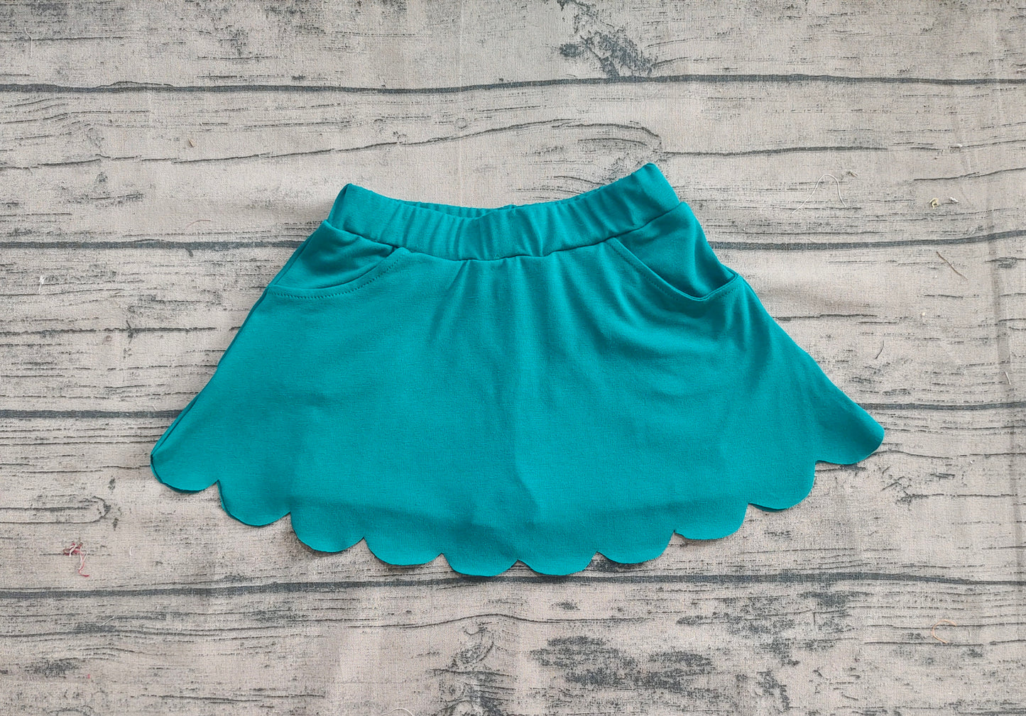 Baby Girls Dark Green Yoga Active Pockets Scallop Skirt Shorts Bottoms
