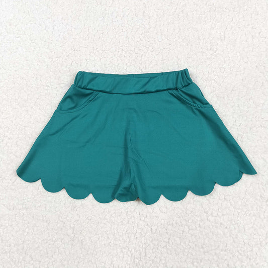 Baby Girls Dark Green Yoga Active Pockets Scallop Skirt Shorts Bottoms