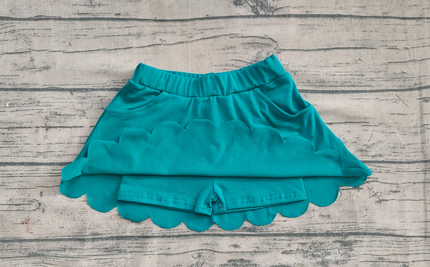 Baby Girls Dark Green Yoga Active Pockets Scallop Skirt Shorts Bottoms