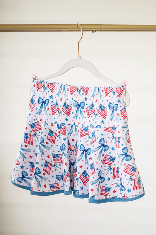 Baby Girls Flags Bows Stars 4th Of July Shorts Skirts Preorder