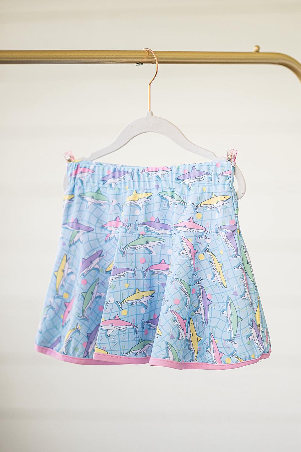 Baby Girls Blue Plaid Sharks Shorts Skirts Preorder