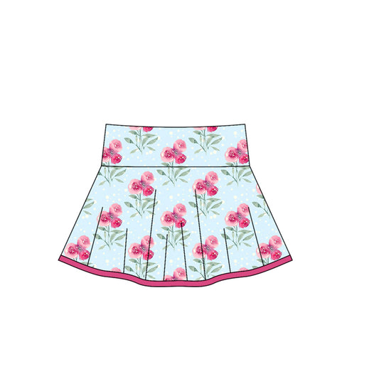 Baby Girls Pink Flowers Plaid Skirts Preorder