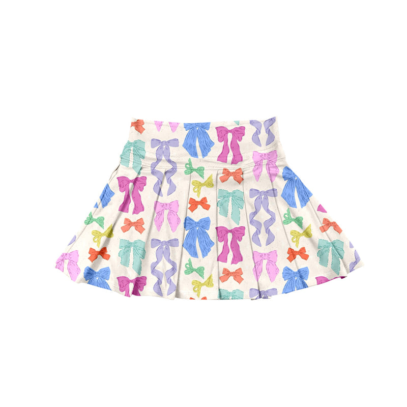 Preorder moq 5 Baby Girls Colorful Bows Plaid Yoga Skorts Bottom
